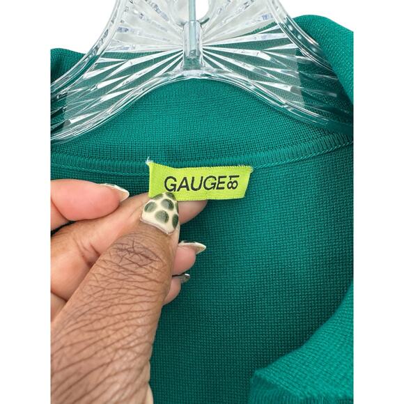 GAUGE81 Green Knit Fitted Night Out Party Bornos Long Maxi Dress Size Medium - Picture 3 of 16